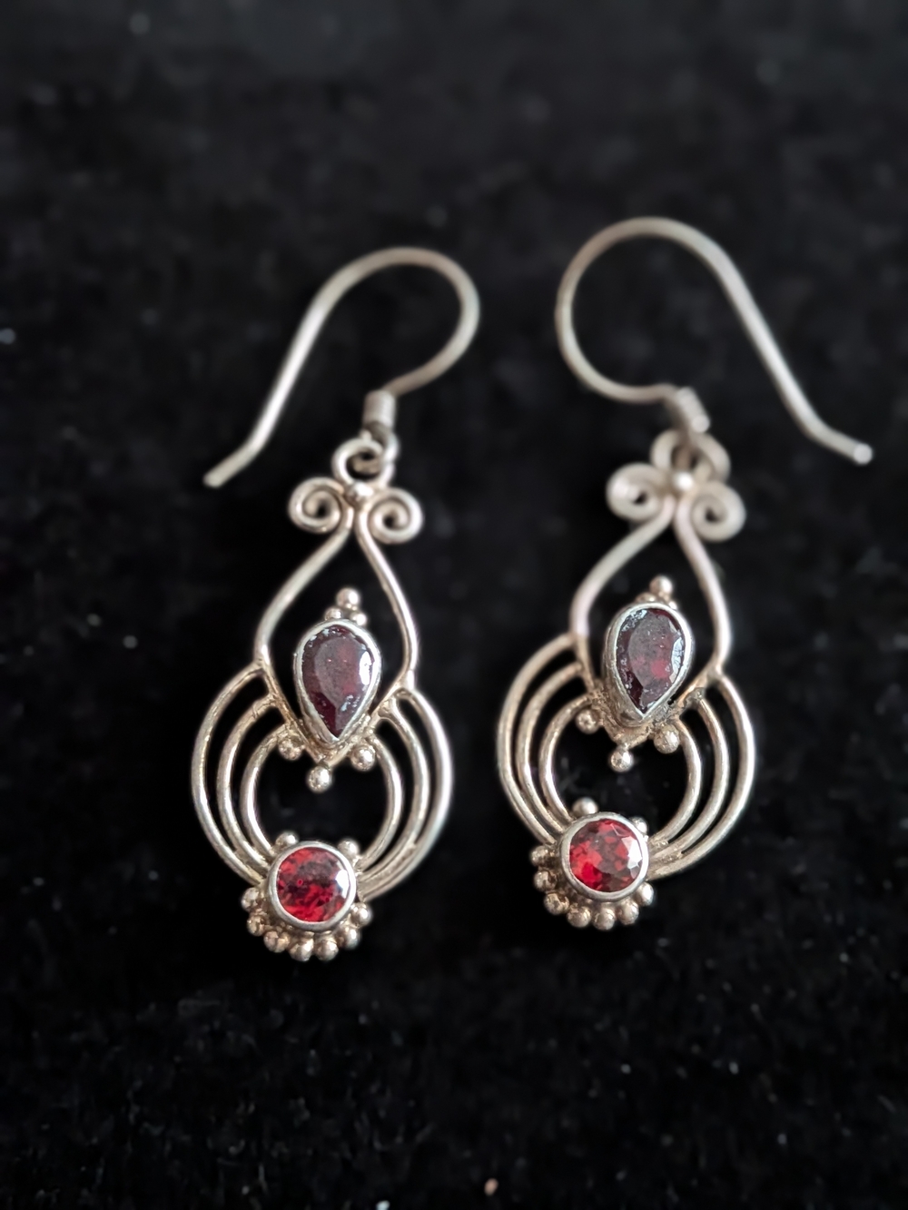 Sterling-Style Red Gemstone Drop Earrings - Women Jewelry